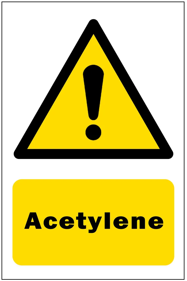 Acetylene Warning — Hazard Signs safety sign