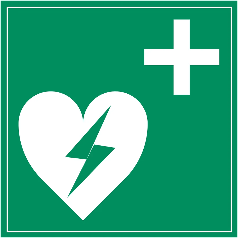 Defibrillator Point — First Aid Signs safety sign