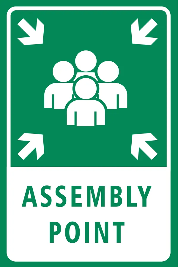 Emergency Assembly — Exit & Evacuation safety sign