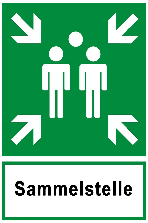 Assembly Point (DE) — Exit & Evacuation safety sign