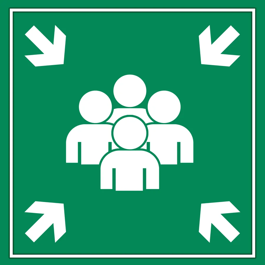 Assembly Point — Exit & Evacuation safety sign