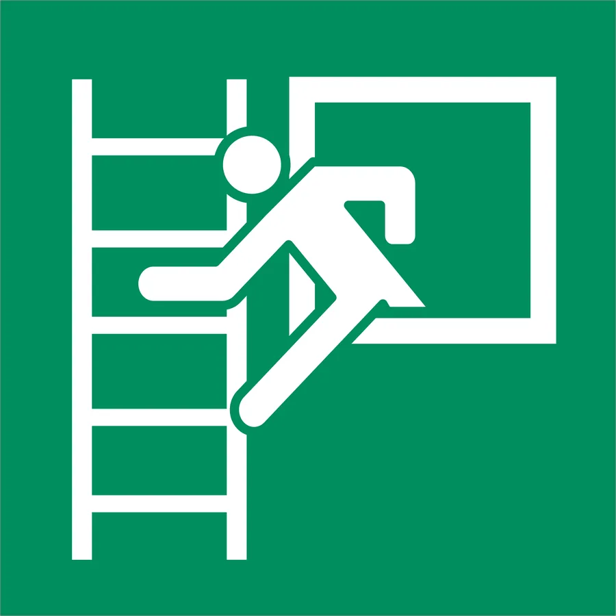 Ladder Exit Window — Exit & Evacuation safety sign