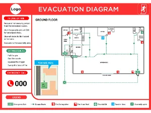 Evacuation Diagram — Exit & Evacuation safety sign