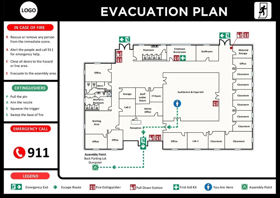 Evacuation Plan Blue — Exit & Evacuation safety sign