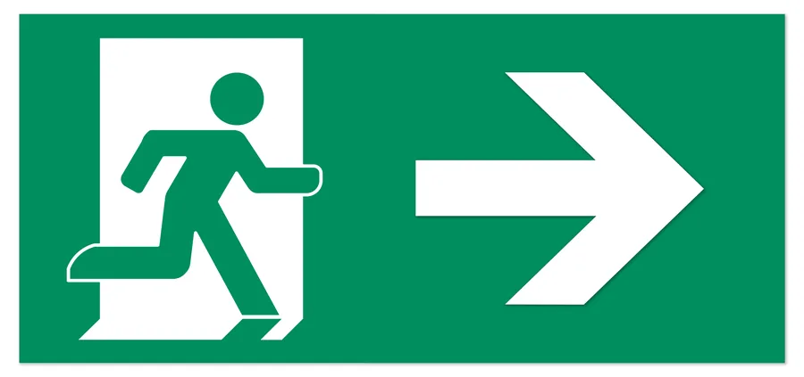 Exit Right Arrow — Exit & Evacuation safety sign