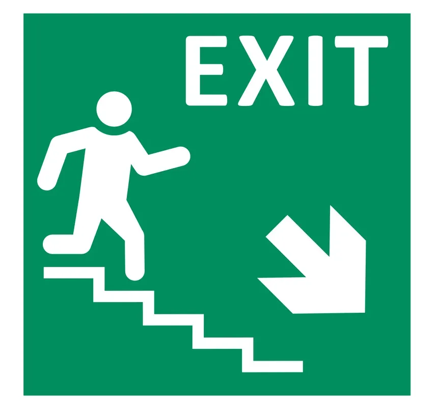 Exit Stairs Down — Exit & Evacuation safety sign