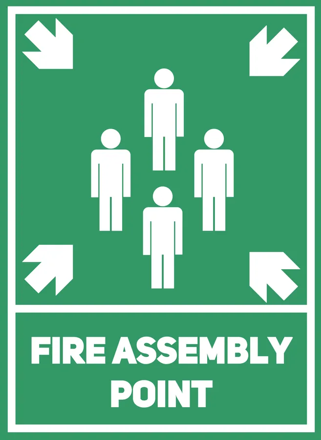 Fire Assembly Point — Exit & Evacuation safety sign