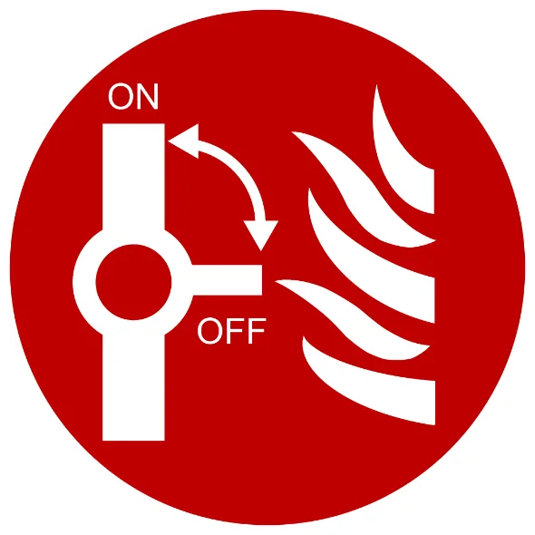 Gas Valve Circle Sign — Fire Safety safety sign
