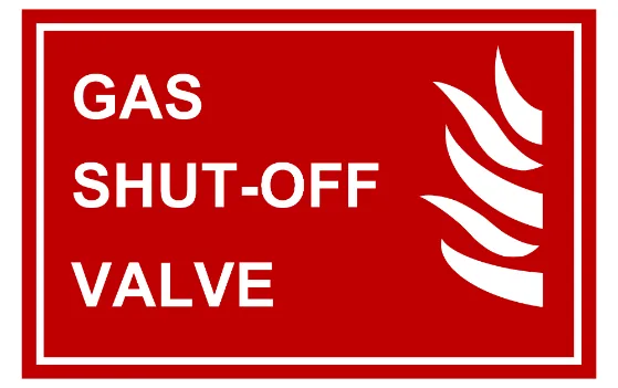 Gas Valve Label Sign — Fire Safety safety sign