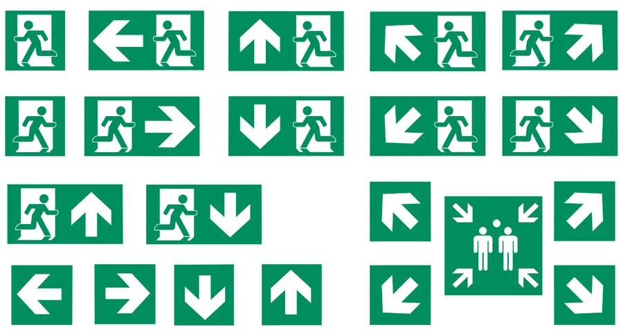 ISO Wayfinding Set — Exit & Evacuation safety sign