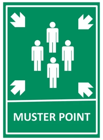 Muster Point — Exit & Evacuation safety sign
