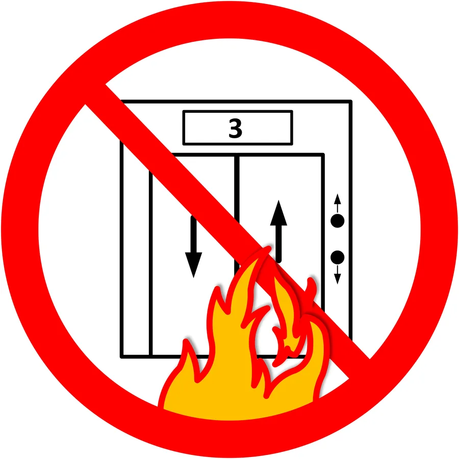 No Lift In Fire — Fire Safety safety sign