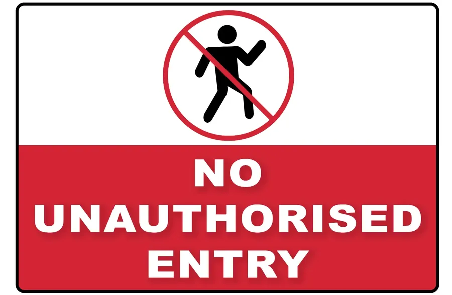 No Unauthorised Entry — Prohibition Signs safety sign