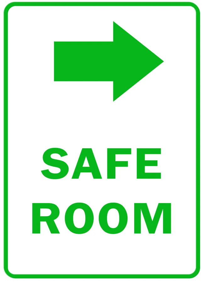 Green Safe Room Sign — Emergency Signs safety sign