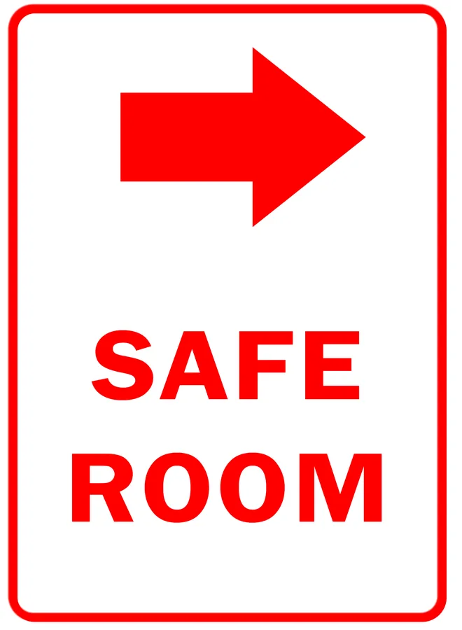 Red Safe Room Sign — Emergency Signs safety sign