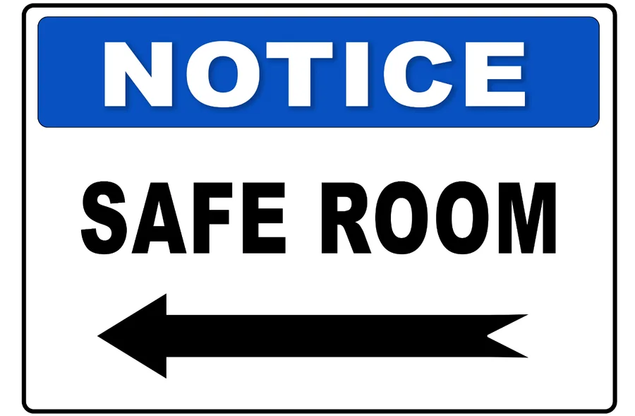 Safe Room Notice Left — Emergency Signs safety sign