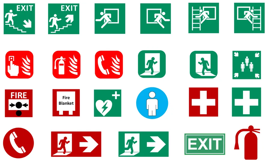 Safety Icon Set — Exit & Evacuation safety sign