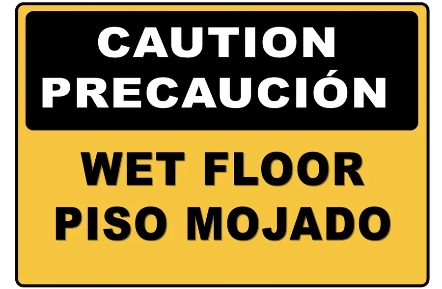 Bilingual Wet Floor — Warning Signs safety sign