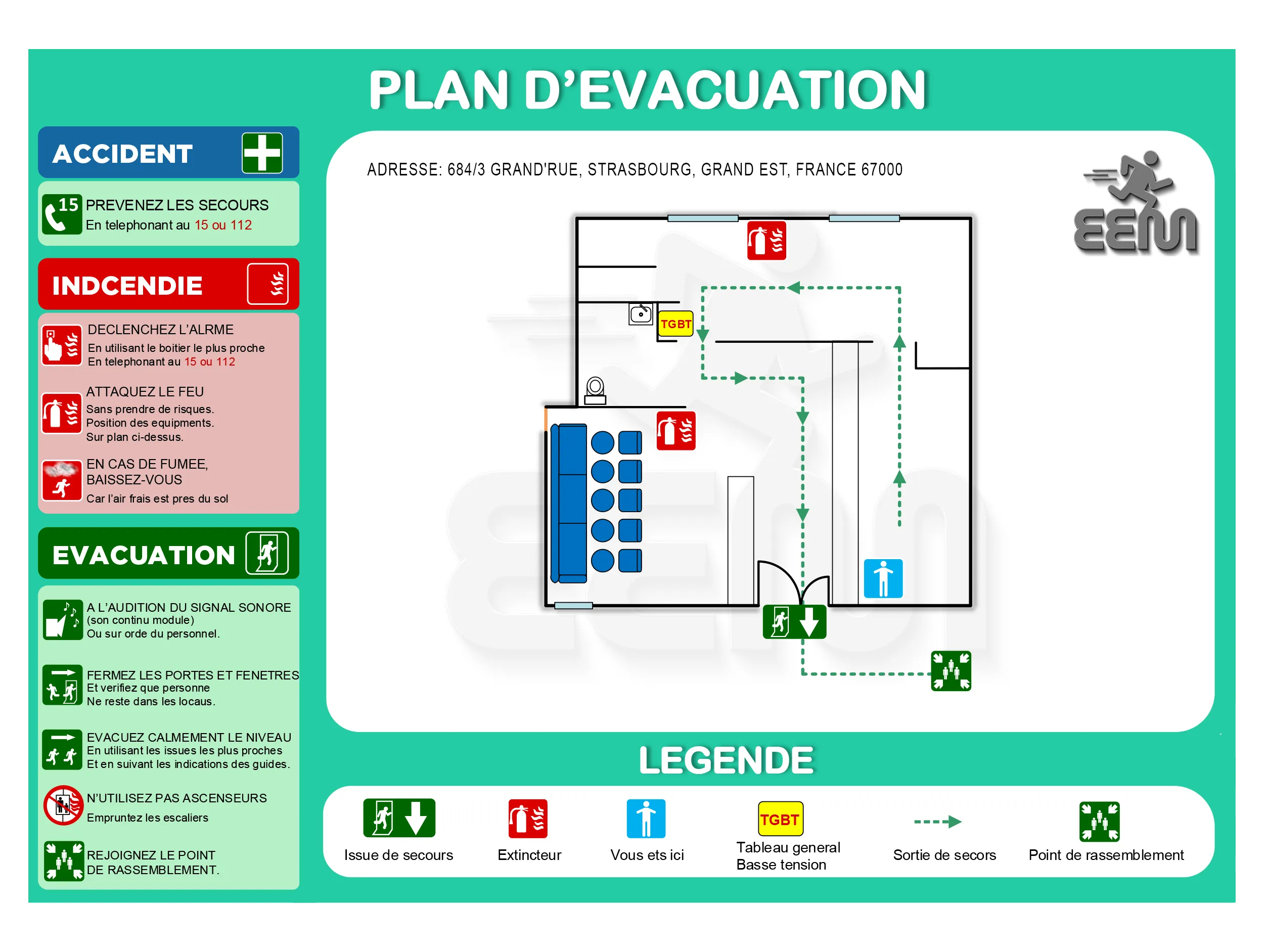Plan D'évacuation — Plan d'évacuation professionnel conforme aux normes.
