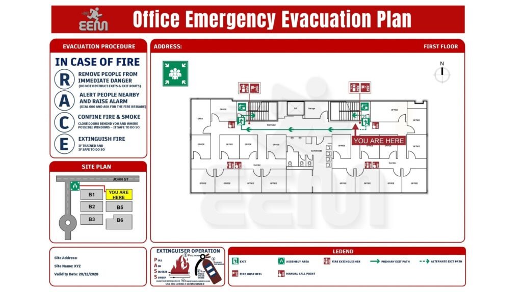 Office Emergency Evacuation Plan Template Diagram
